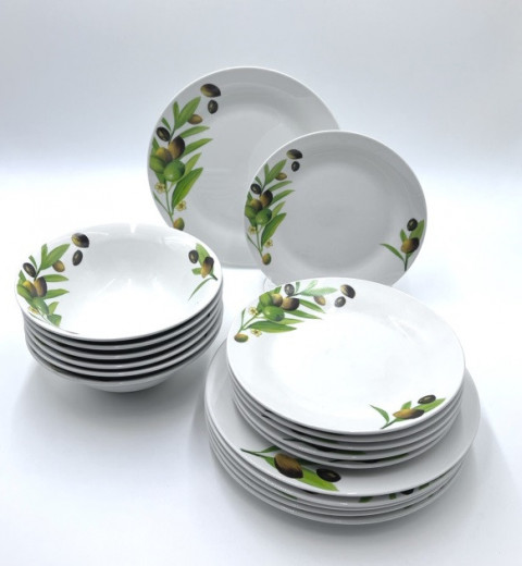Набор тарелок и салатников 18 предметов OLIVES Limited Edition YF6022, фото